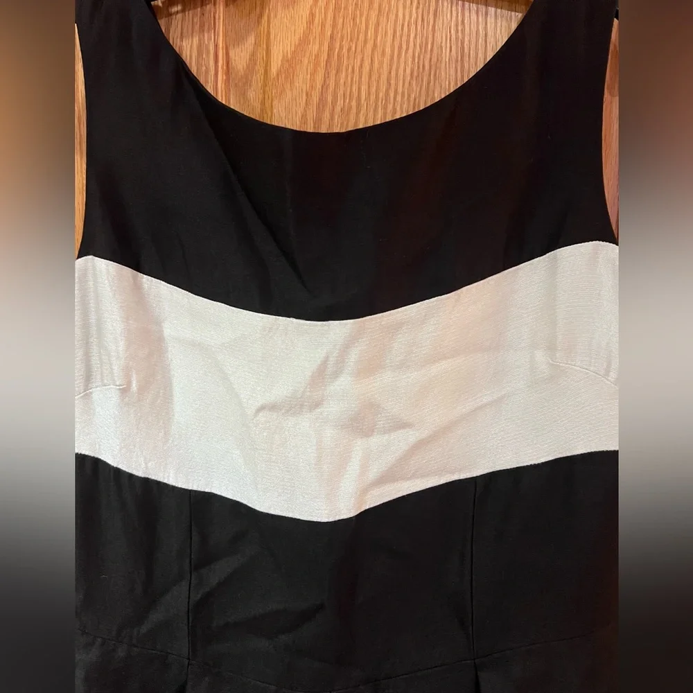 Kate Spade Colorblock Gayle Fit & Flare‎ Cotton Silk Dress Black & Cream Size 8